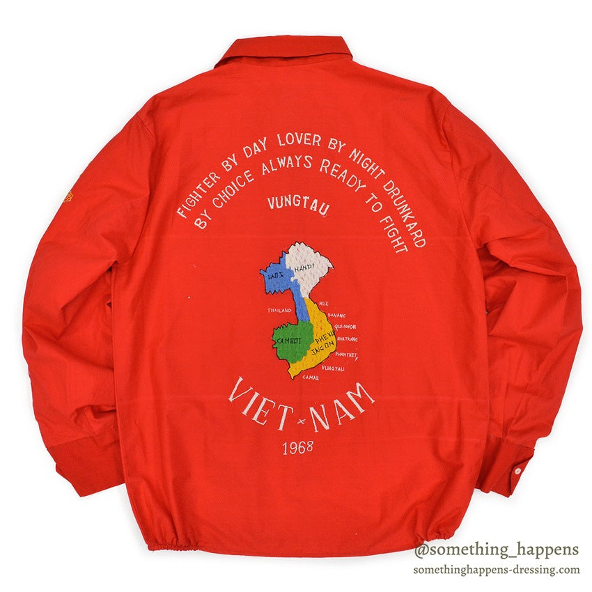 1960s DEADSTOCK VIETNAM SOUVENIR JACKET (Vietnamese souvenir jacket) 1968 Red...