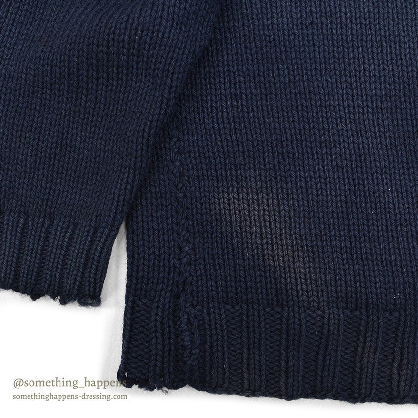 1930's~ OLD DARK NAVY KNIT WOOL SWEATER / FADED...