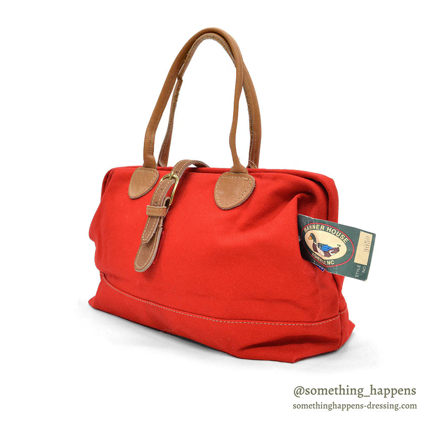 1980's~ DEADSTOCK BANNER HOUSE CANVAS BAG / LEATHER HANDLE...