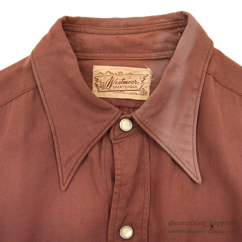 1940's WESTMOOR RAYON GABARDINE WESTERN SHIRT / SUN FADED ...
