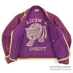 ~1940's TSLANKFORD & SONS IOWA WESLEYAN TIGER EMBROIDERY MOLESKIN JACKET...