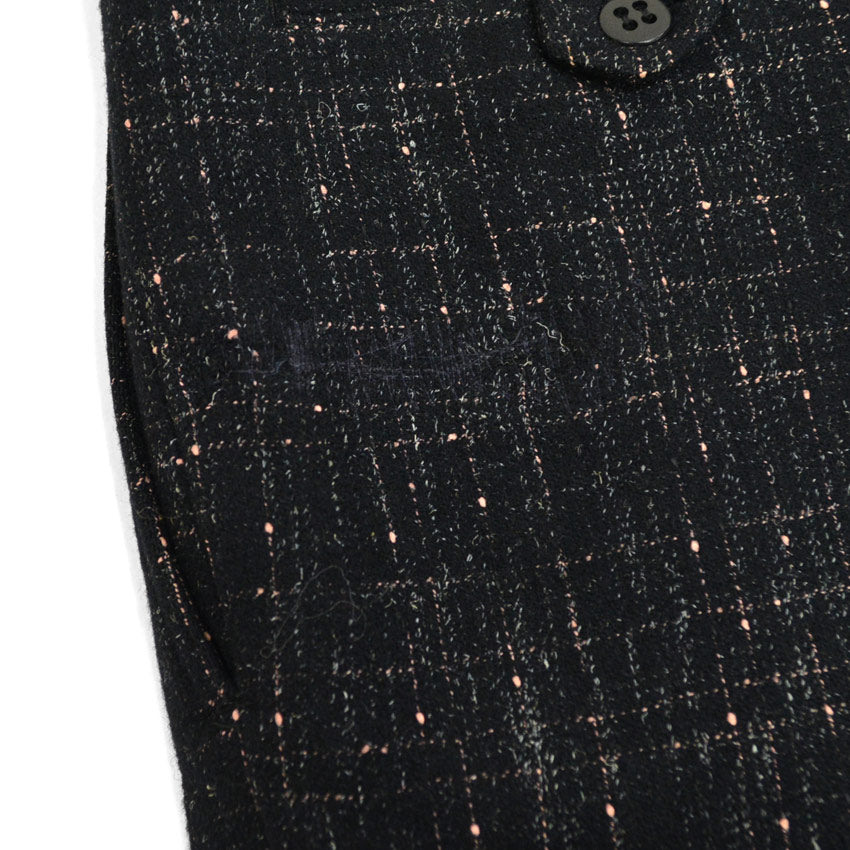 1950s-era black pinstripe Fleck Pattern kasuri wool slacks...