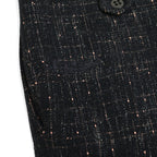 1950s-era black pinstripe Fleck Pattern kasuri wool slacks...