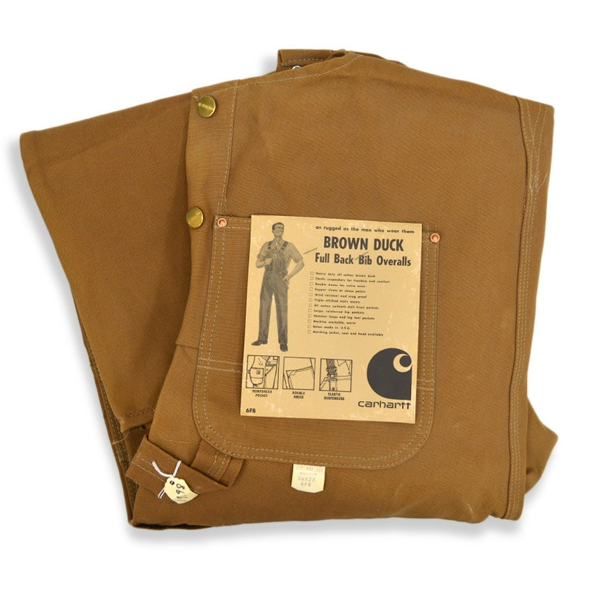 1970's DEADSTOCK CARHARTT BROWN DUCK DOUBLE KNEE OVERALL... W36 L28