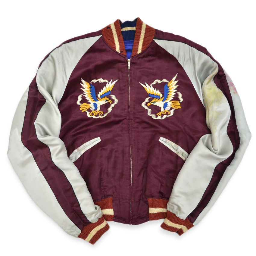 1950s Korea Map Souvenir Jacket (Sukajan) with Tiger, Dragon, and Eagle design, TTS zipper...