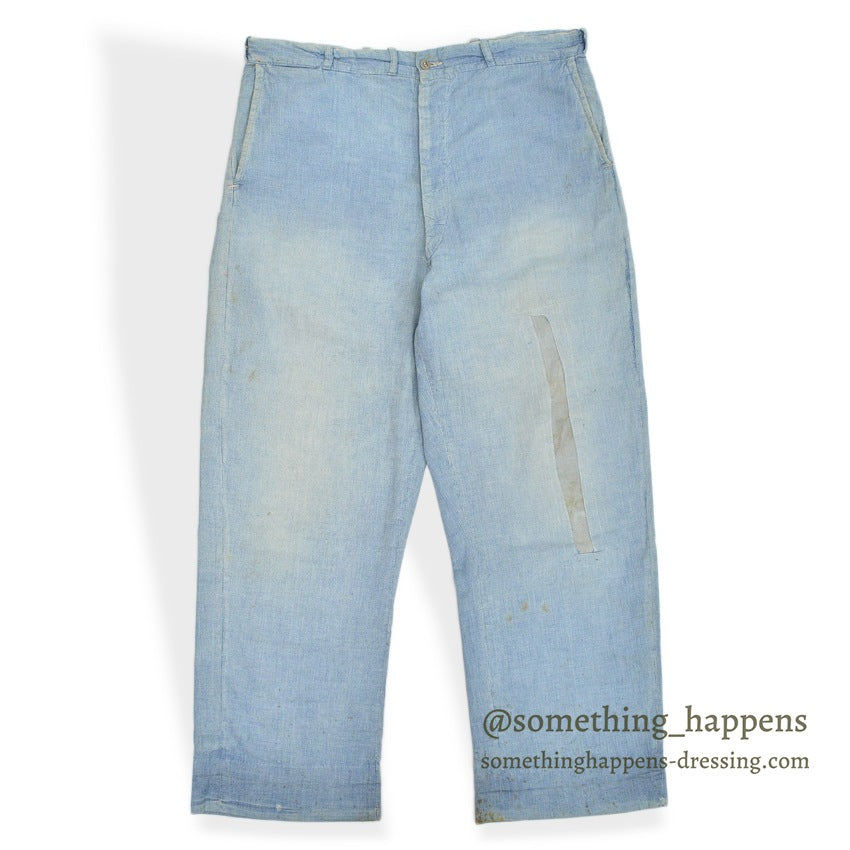 ~1940's PIN CHECK COTTON WORK TROUSERS...W35 L29