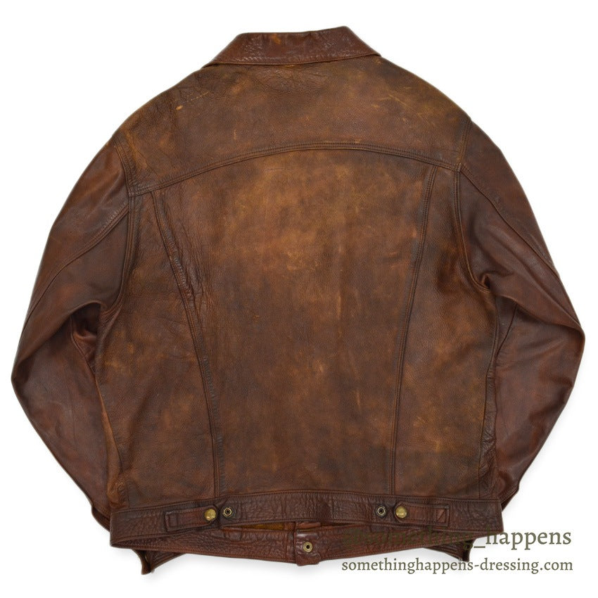 1960's~ SUPERIOR BROWN LEATHER JACKET TYPE 3RD... Fits like 40