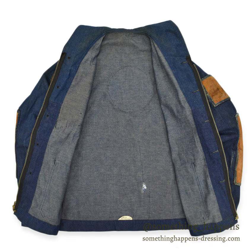 1940's U.S.NAVY WW2 SHAWL COLLAR DENIM JACKET SHOOTING CUSTOMIZED ... 42