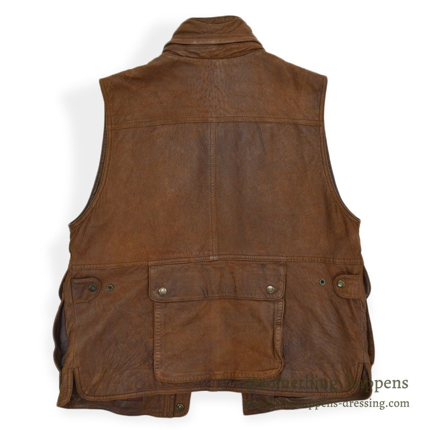 1980's BANANA REPUBLIC PHOTOJOURNALIST LEATHER VEST ... M