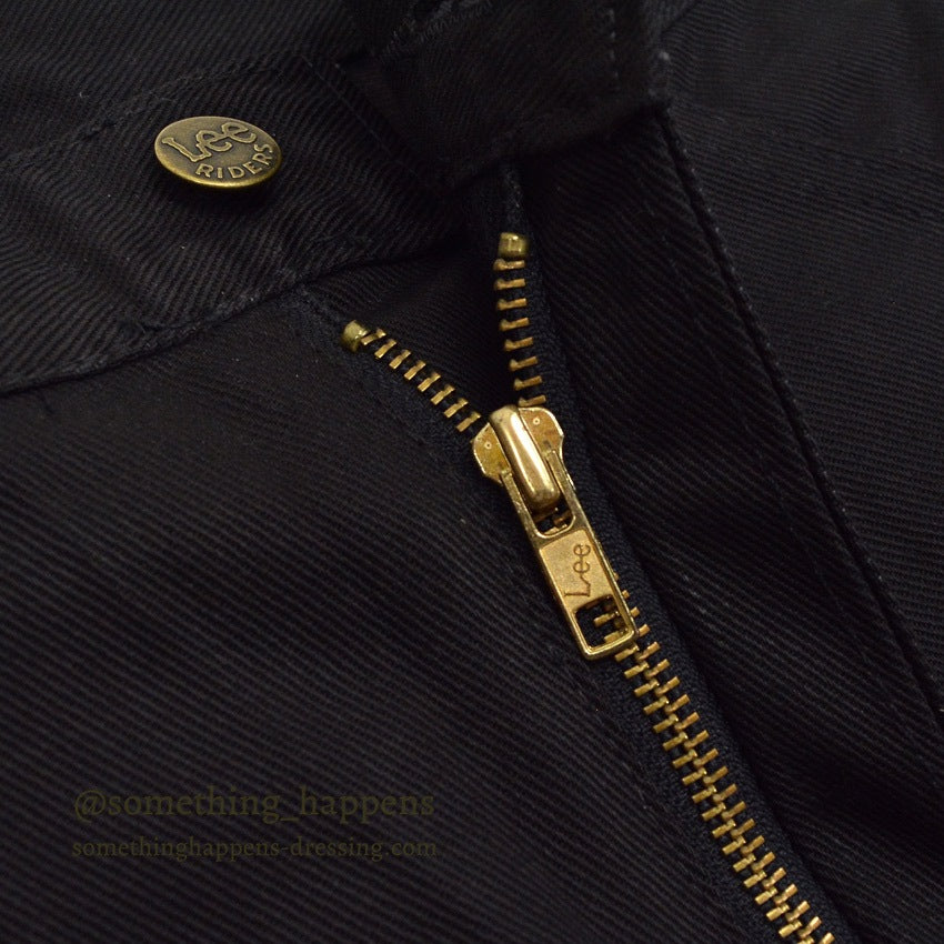 1970's~ DEADSTOCK Lee RIDERS 200 BLACK COTTON TWILL PANTS... W34/L34