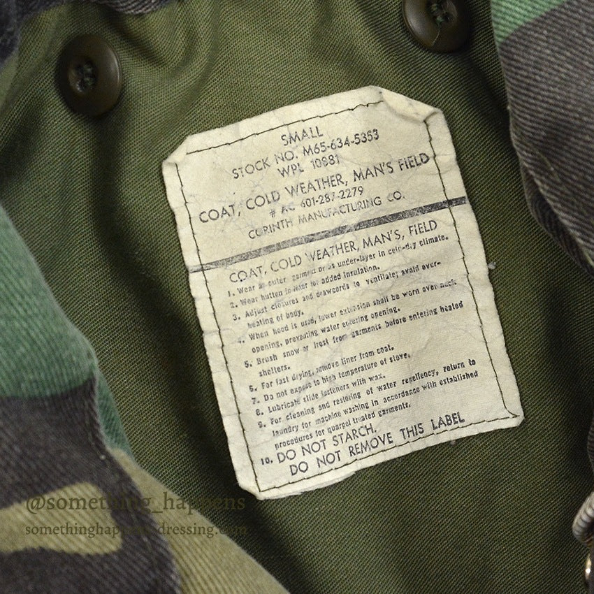 1980's M-65 WOODLAND TWILL CAMO JACKET... SMALL