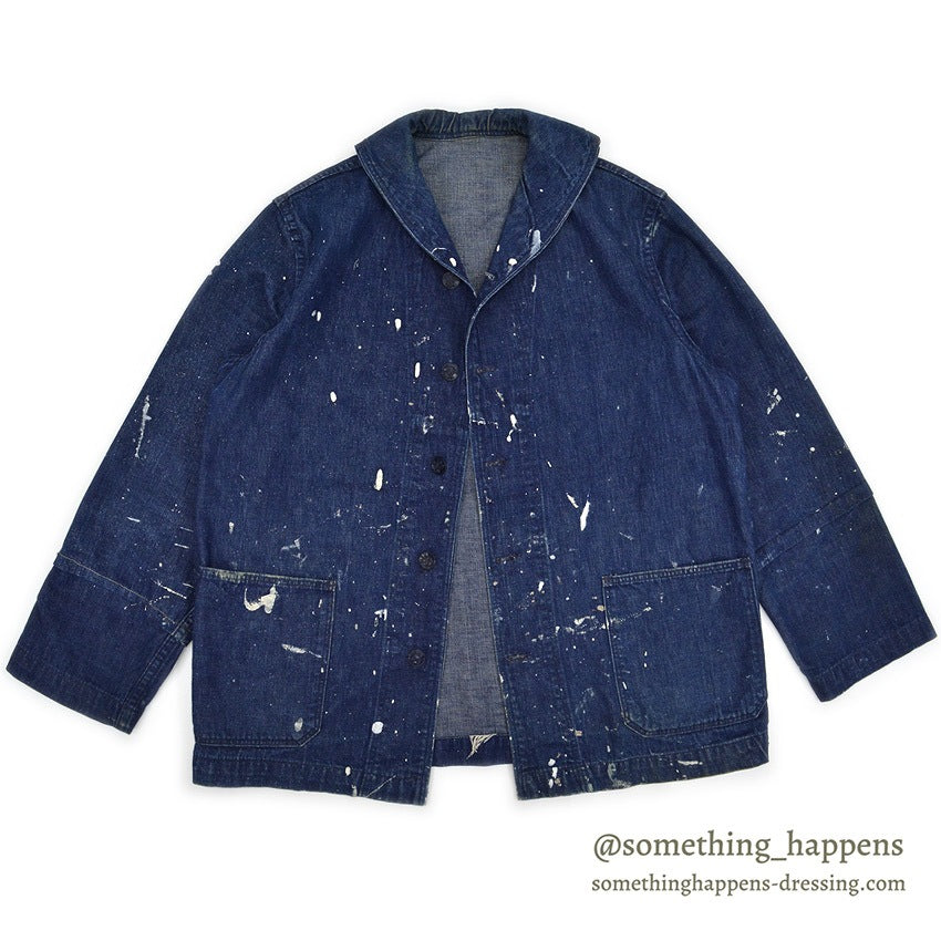 1940's U.S.NAVY WWII SHAWL COLLAR DENIM JACKET PAINTED ...