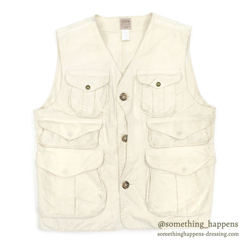 1990's~ FILSON SHELTER CLOTH HUNTING VEST NATURAL ... L