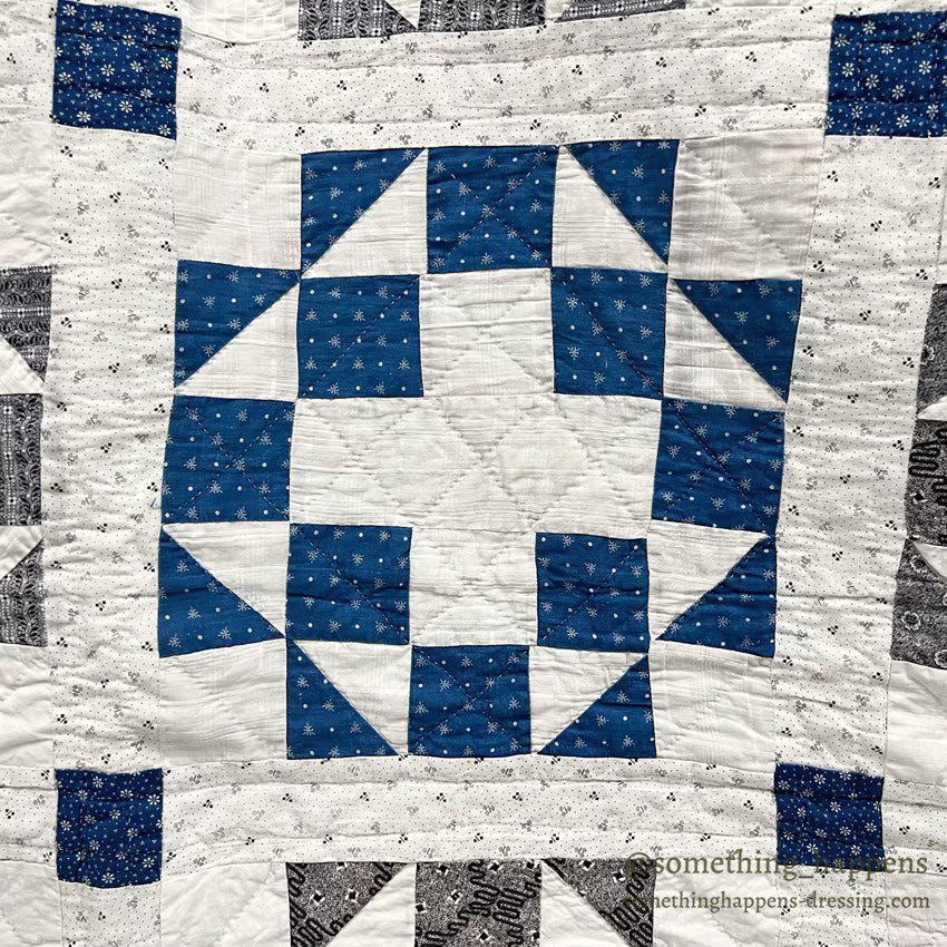 ANTIQUE CALICO PATCHWORK QUILT SUPER CLEAN... 197cm/193cm