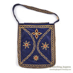 1950's~ KHYBER HAND MADE EMBROIDERED BLUE VELVET SHOULDER BAG...