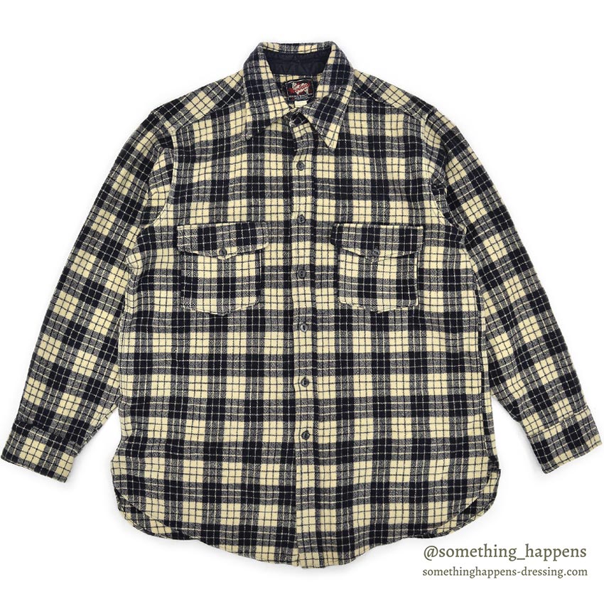 1940's WOOLRICH BLACK/WHITE PLAID WOOL SHIRT ... 16