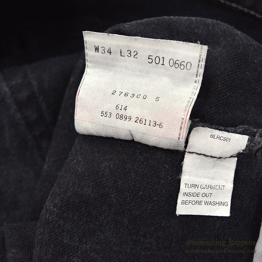 1990's Levi's 501 BLACK DENIM PANTS Made in USA SMOKY FADED... W34/L32