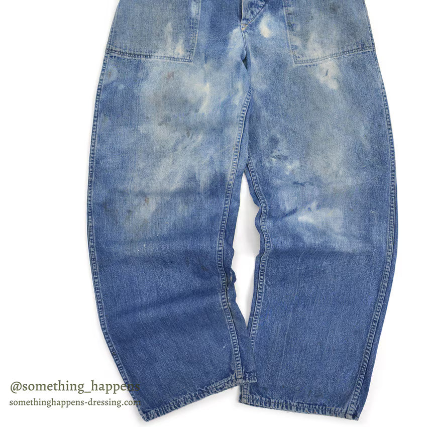 1940's U.S.NAVY BLEACHED DENIM TROUSERS / METAL BUTTON ... Fits W30