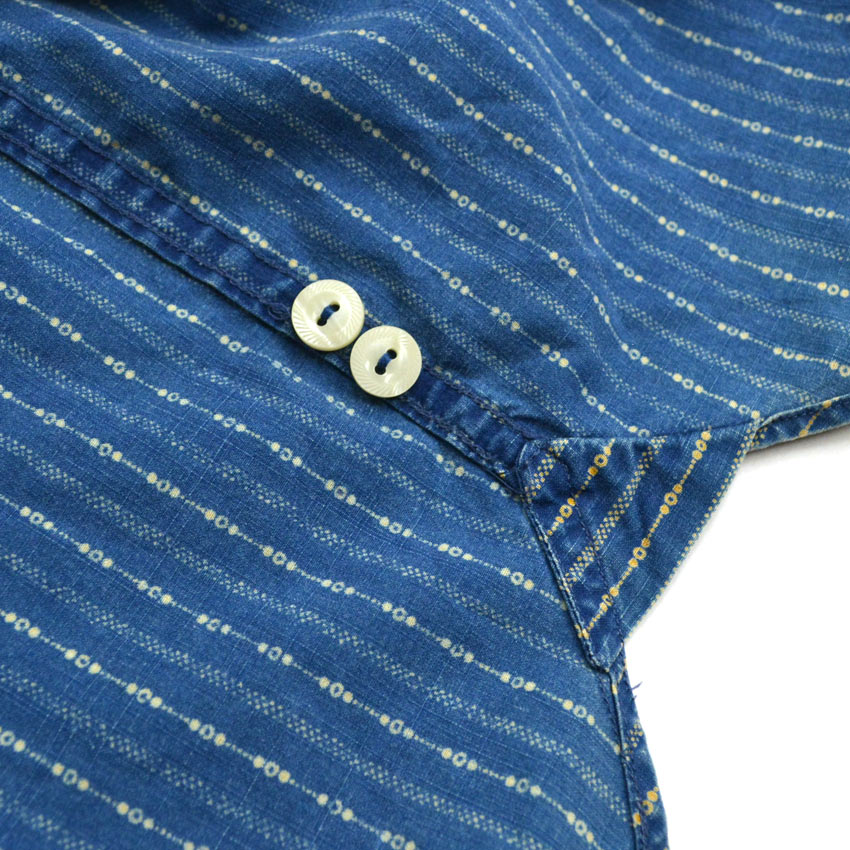 Polo by Ralph Lauren 'Indigo Calico' Chin Strap Gusseted Shirt... M