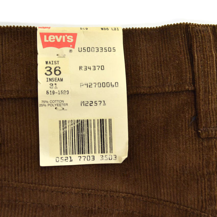 80's Deadstock Levi's 519 Corduroy Pants Brown ... W36×L31