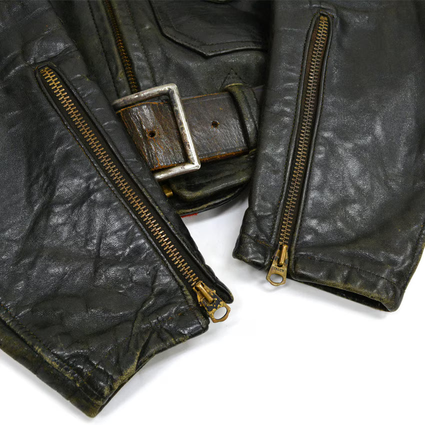50's Genuine Horsehide FRONT QUARTERS Horsehide Double Riders Jacket... 40