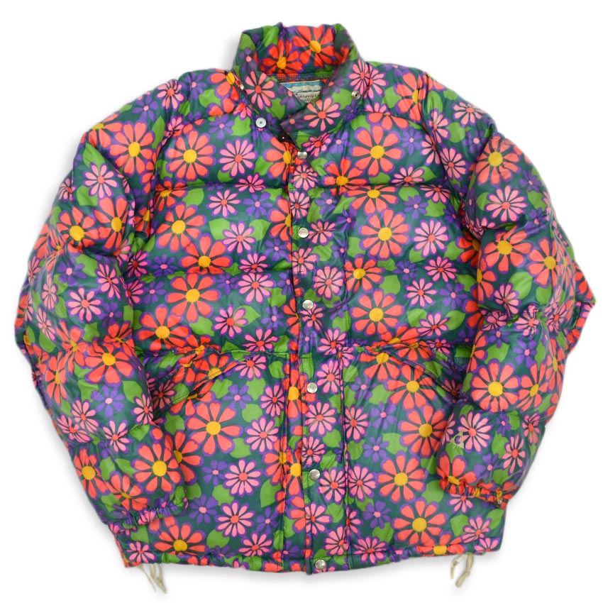 1970's GERRY HIPPIE FLOWER PATTERN ALL OVER PRINT DOWN JACKET...