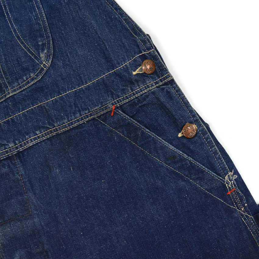 1940's~ PAYDAY JC PENNEY CO DENIM OVERALL DARK... W39