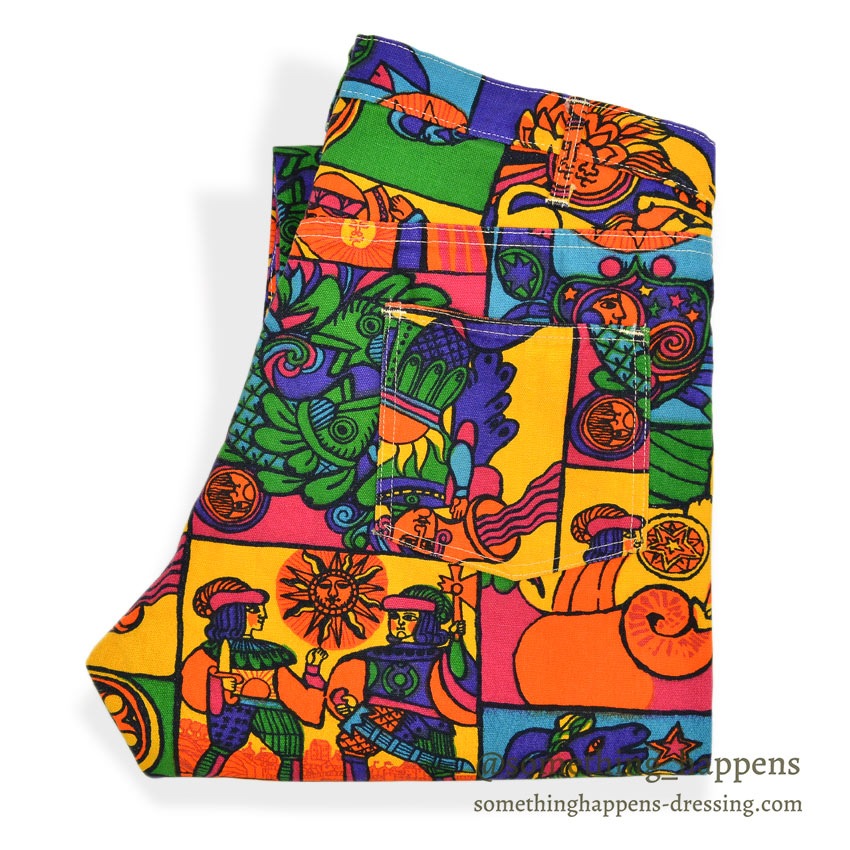 1960's~ CARHARTT CRAZY ZODIAC PATTERN PANTS...W35 L31