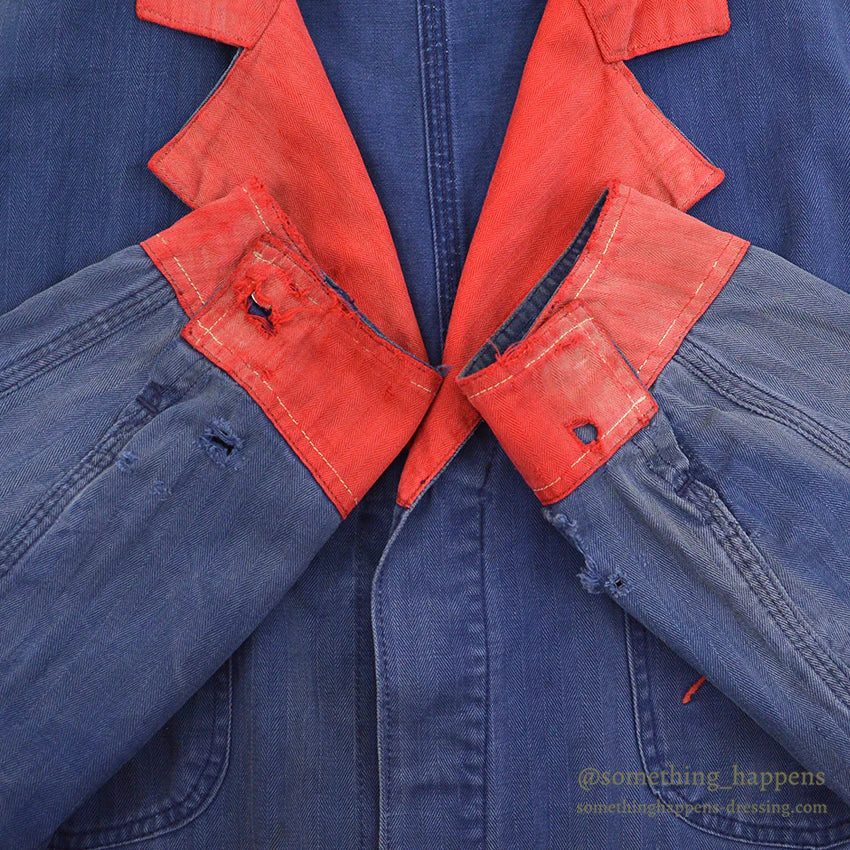 1940's Lee MOBIL PEGASUS EMBROIDERY HBT SHOP COAT TWO-TONE ... 42