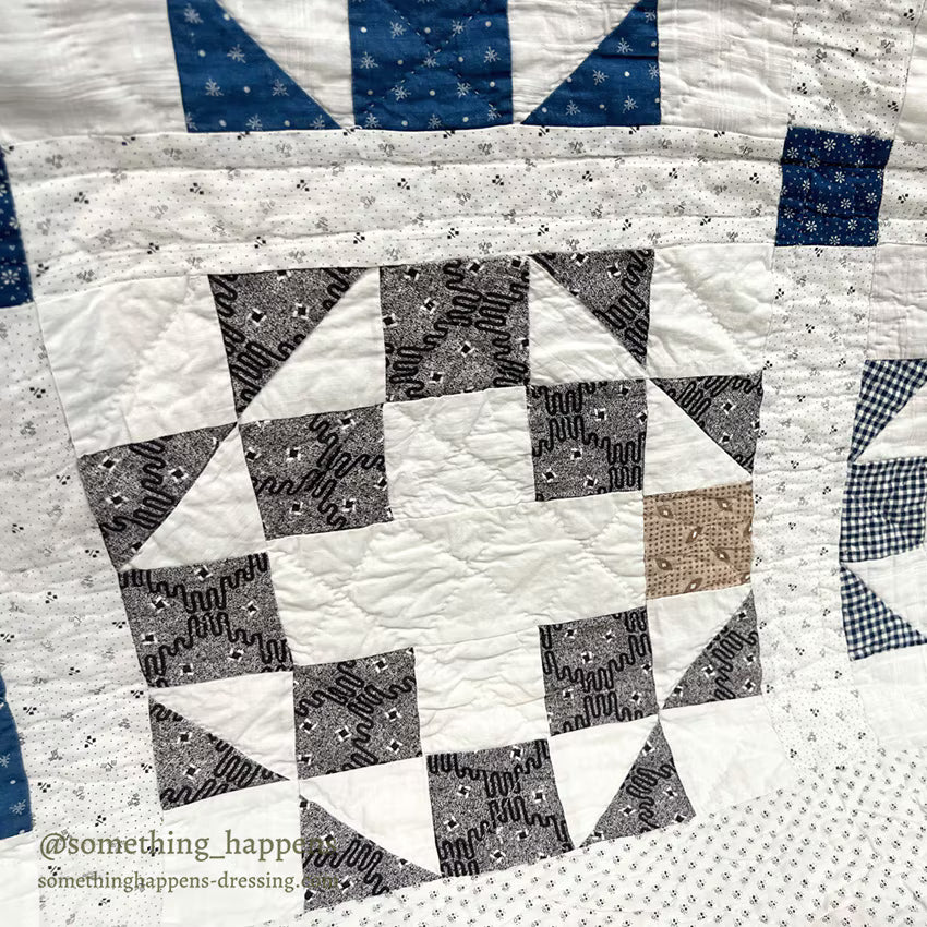 ANTIQUE CALICO PATCHWORK QUILT SUPER CLEAN... 197cm/193cm