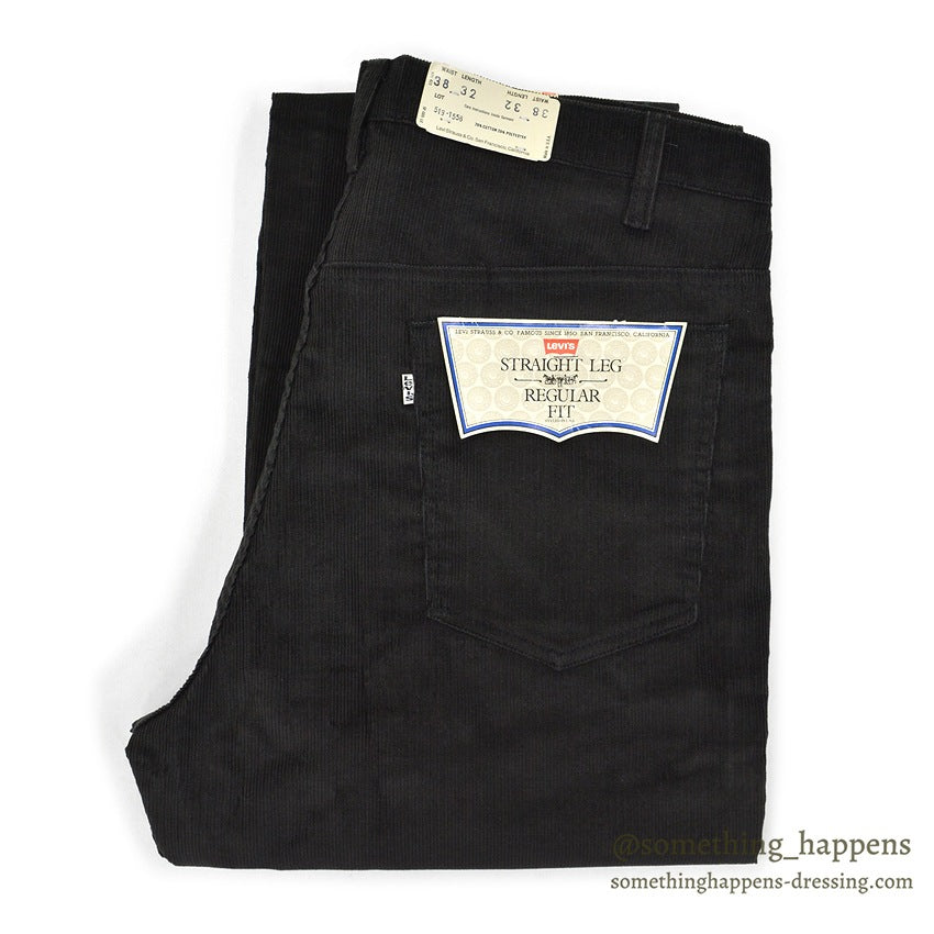 1980's DEADSTOCK Levi's 519-1558 BLACK CORDUROY PANTS... W38/L32
