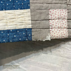 ANTIQUE WHIRLING LOGS SWASTIKA CRAZY PATCHWORK QUILT... 202cm/166cm