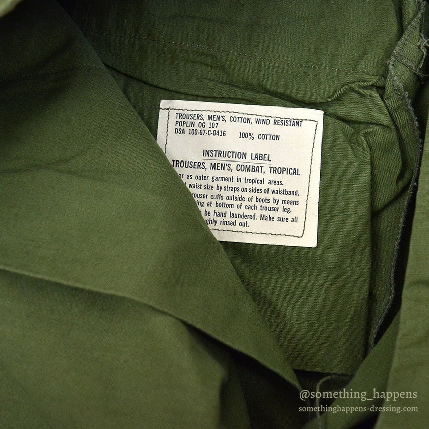 1960's DEADSTOCK U.S.ARMY JUNGLE FATIGUE PANTS / 3RD NON-RIP ... L-R