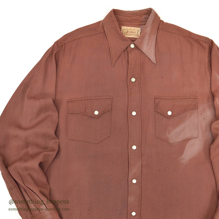 1940's WESTMOOR RAYON GABARDINE WESTERN SHIRT / SUN FADED ...