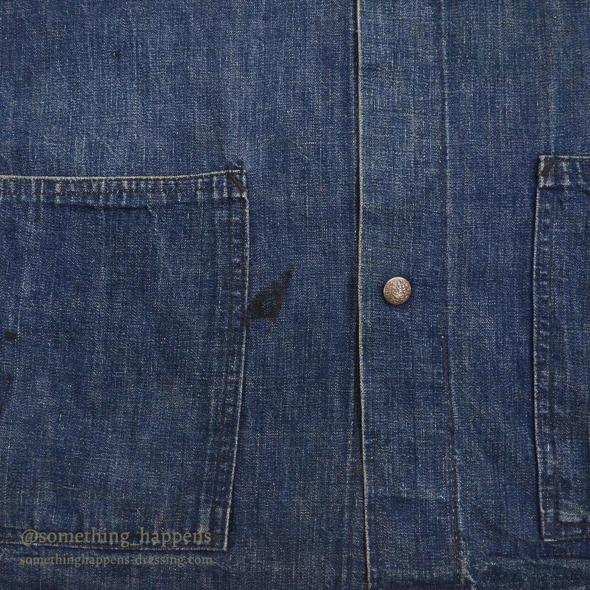 1940's CARTER'S WW2 DENIM COVERALL / TWO-POCKET, DARK...