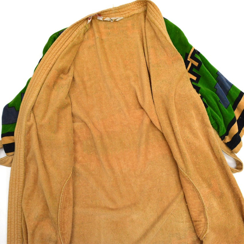 60s State-O-Maine Geometric Pattern Terry Cloth Gown...