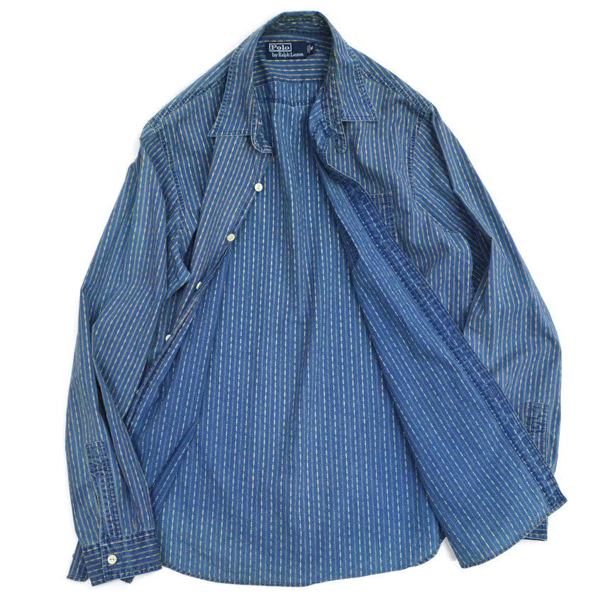 Polo by Ralph Lauren 'Indigo Calico' Chin Strap Gusseted Shirt... M