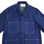 ~60's Black Lacquer Double Stitch Denim Coveralls, Mint... Size 42
