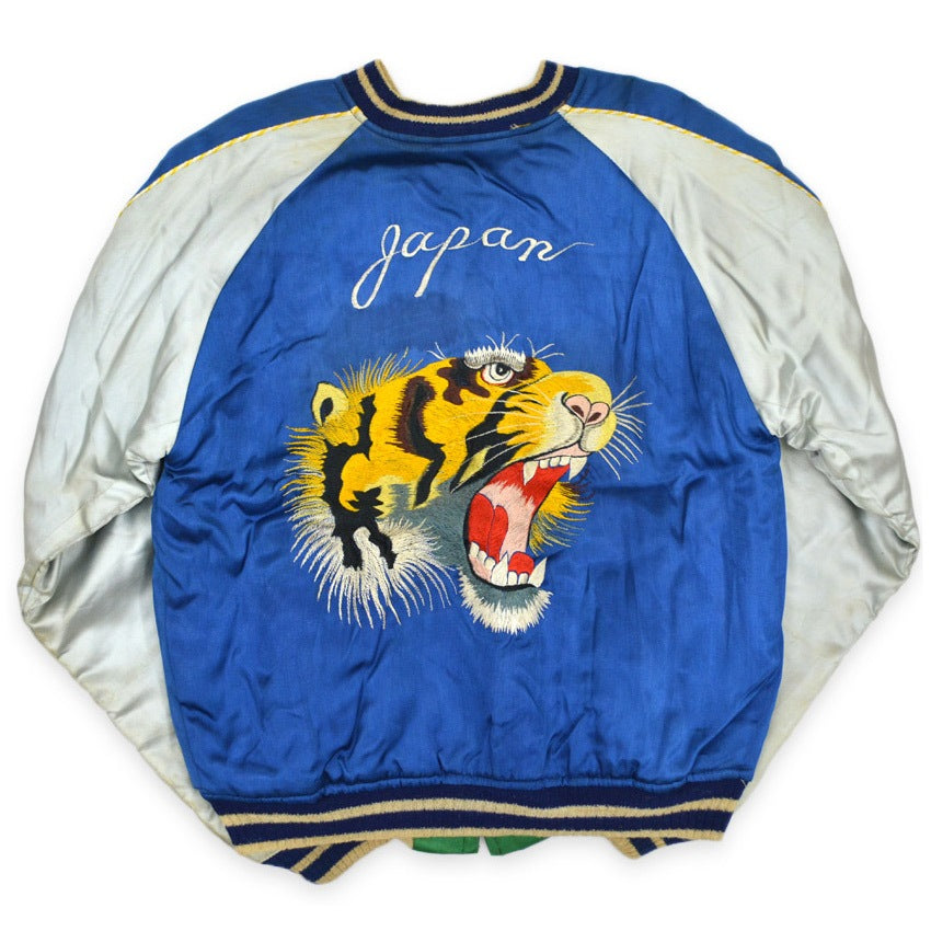 1950s JAPAN SOUVENIR JACKET (Sukajan) with Tiger Face and Speed ​​Zipper...
