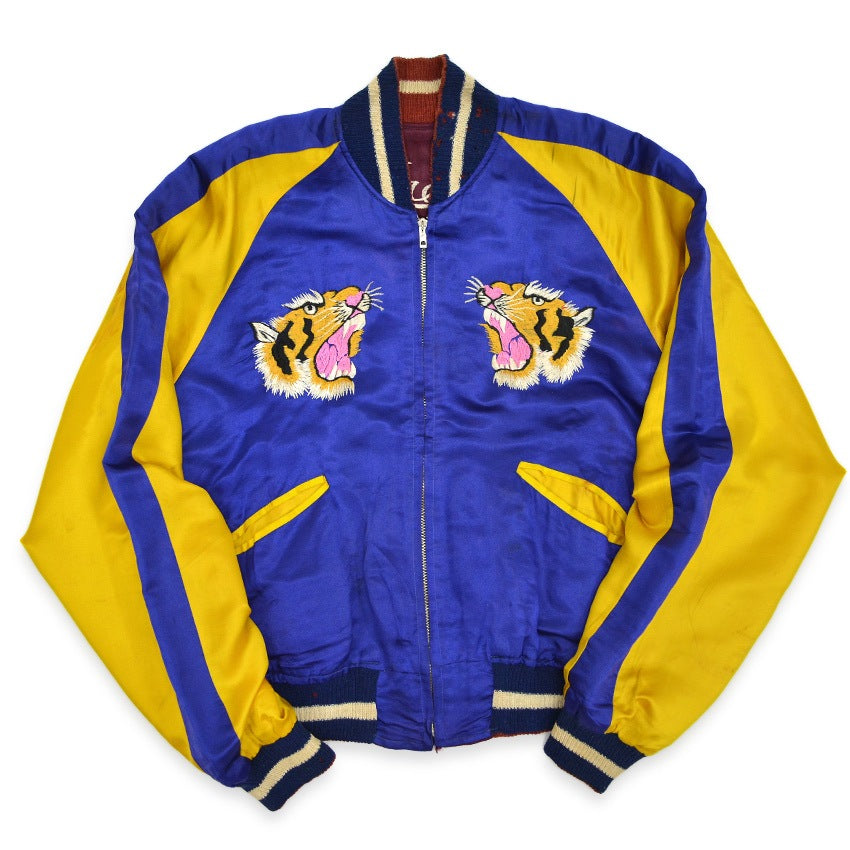 1950s Korea Map Souvenir Jacket (Sukajan) with Tiger, Dragon, and Eagle design, TTS zipper...