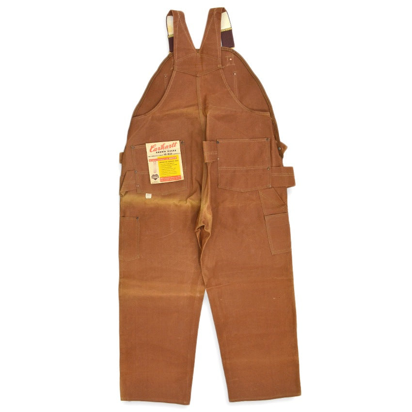 1950's DEADSTOCK CARHARTT BROWN DUCK DOUBLE KNEE OVERALL... W42 L32