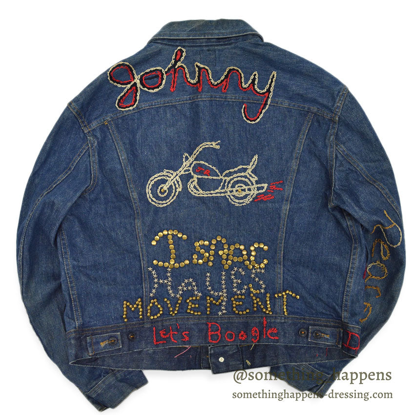 1970's Lee EMBROIDERY DENIM JACKET ... Fits like 44