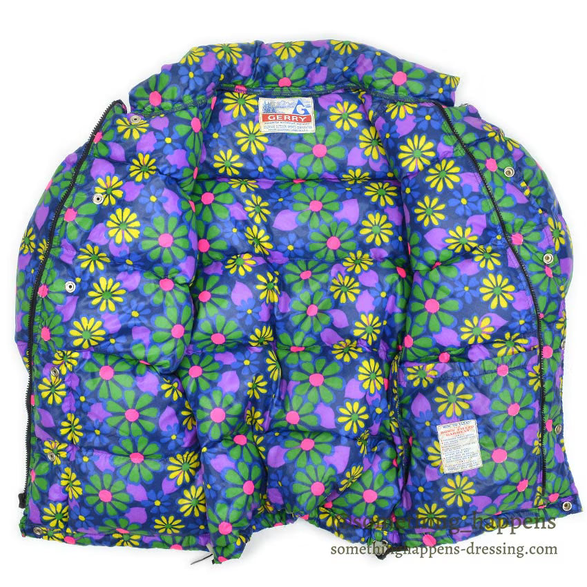 1970's GERRY HIPPIE FLOWER PATTERN ALL OVER PRINT DOWN JACKET...