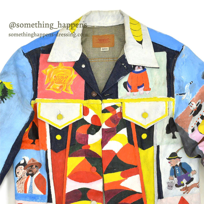 1970's Levi's FOLK ART PAINT 70505 small-e DENIM JACKET NON WASH ... 44