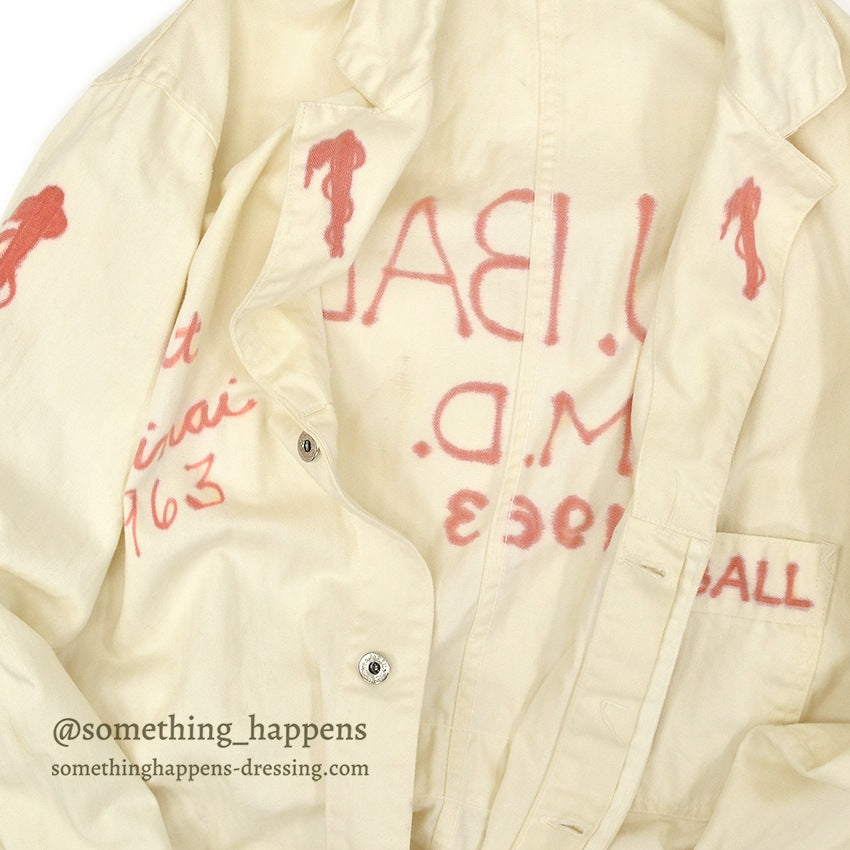 1960's MOUNT SINAI 1963 HAND PAINT ARMY MD DR. COAT ... 44R