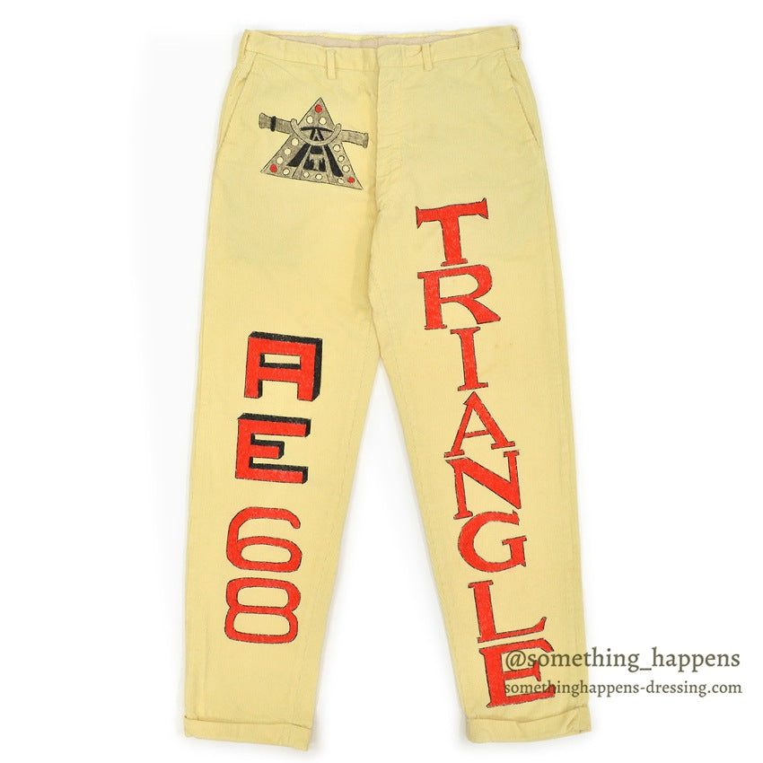1960's PURDUE UNIVERSITY SENIOR CORDS HAND PAINTED PANTS TRIANGLE... W31/L30