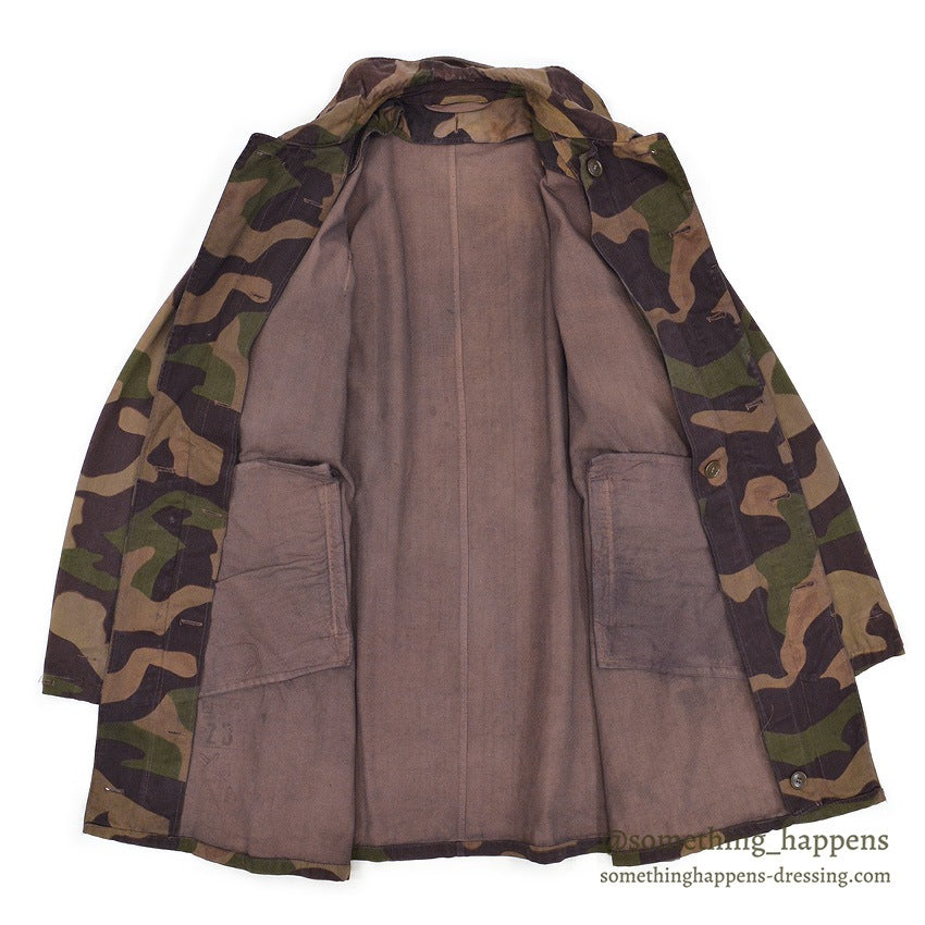 1960's CZECHOSLOVAKIA MILITARY BROWN DYED SALAMANDER PATTERN CAMO COAT...