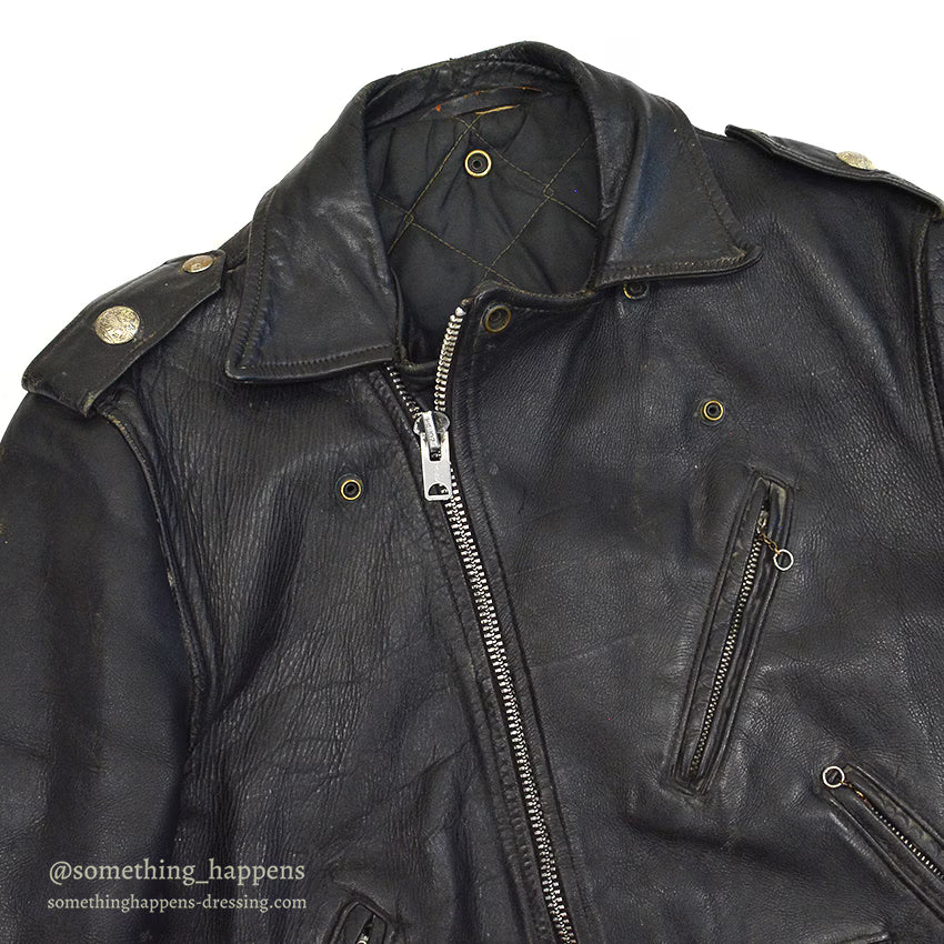 1950's INDIAN MOTOR CYCLE PAINTED DOUBLE RIDERS JACKET ... Fits like 38