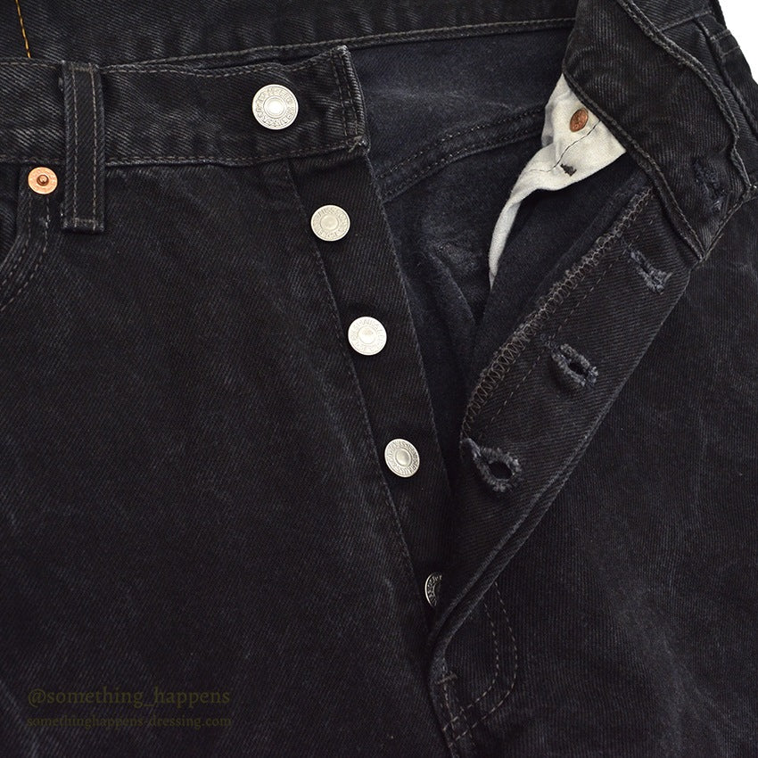 1990's Levi's 501 BLACK DENIM PANTS Made in USA SMOKY FADED... W34/L32