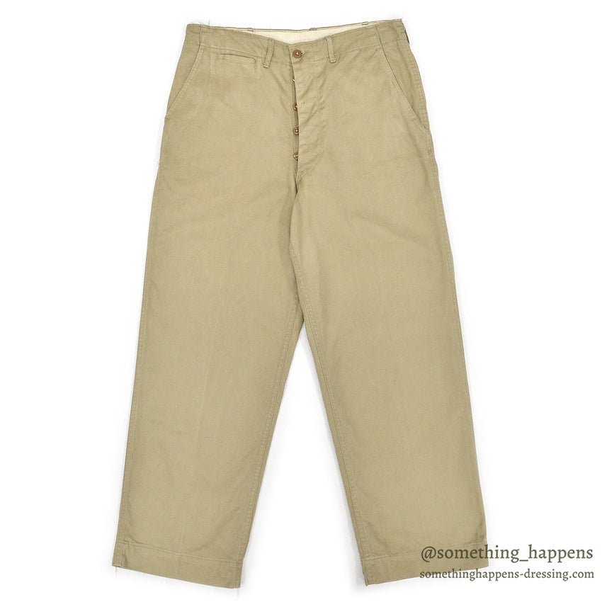 1950's U.S.ARMY TROUSERS, COTTON, KHAKI 1945 ... W34/L29